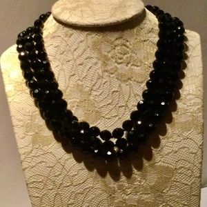 Black cut glass necklace